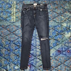 Frame Denim Dark Blue Distressed Skinny Jeans